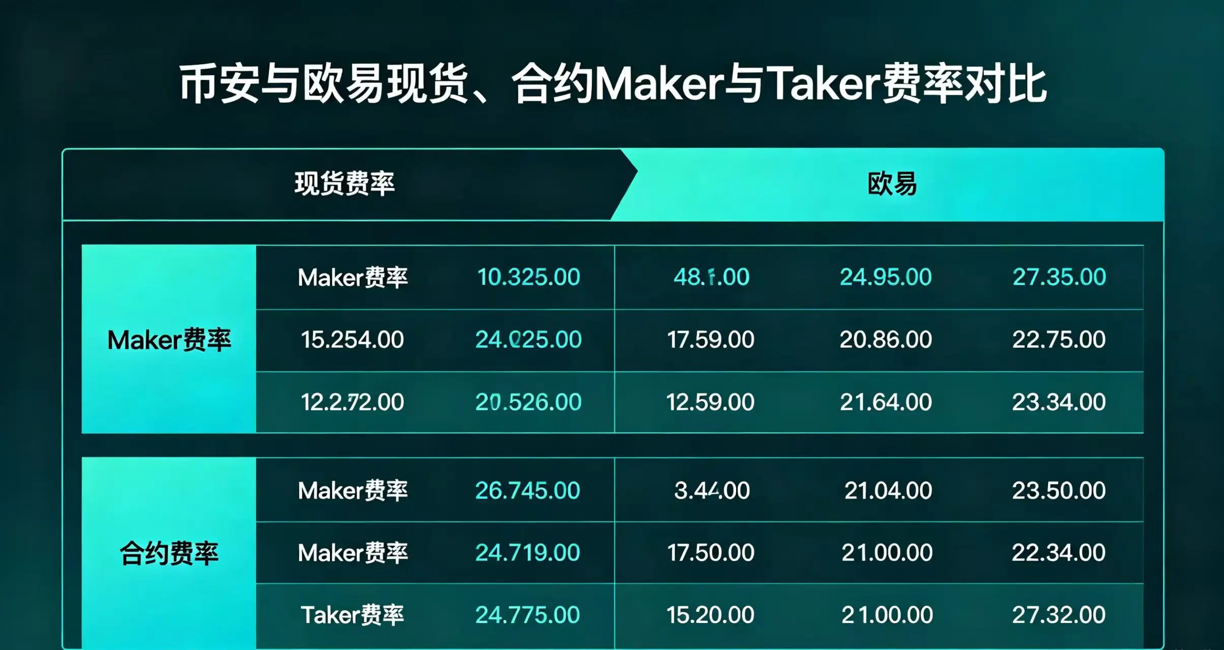 币安与欧易 Maker 和 Taker 费率对比表