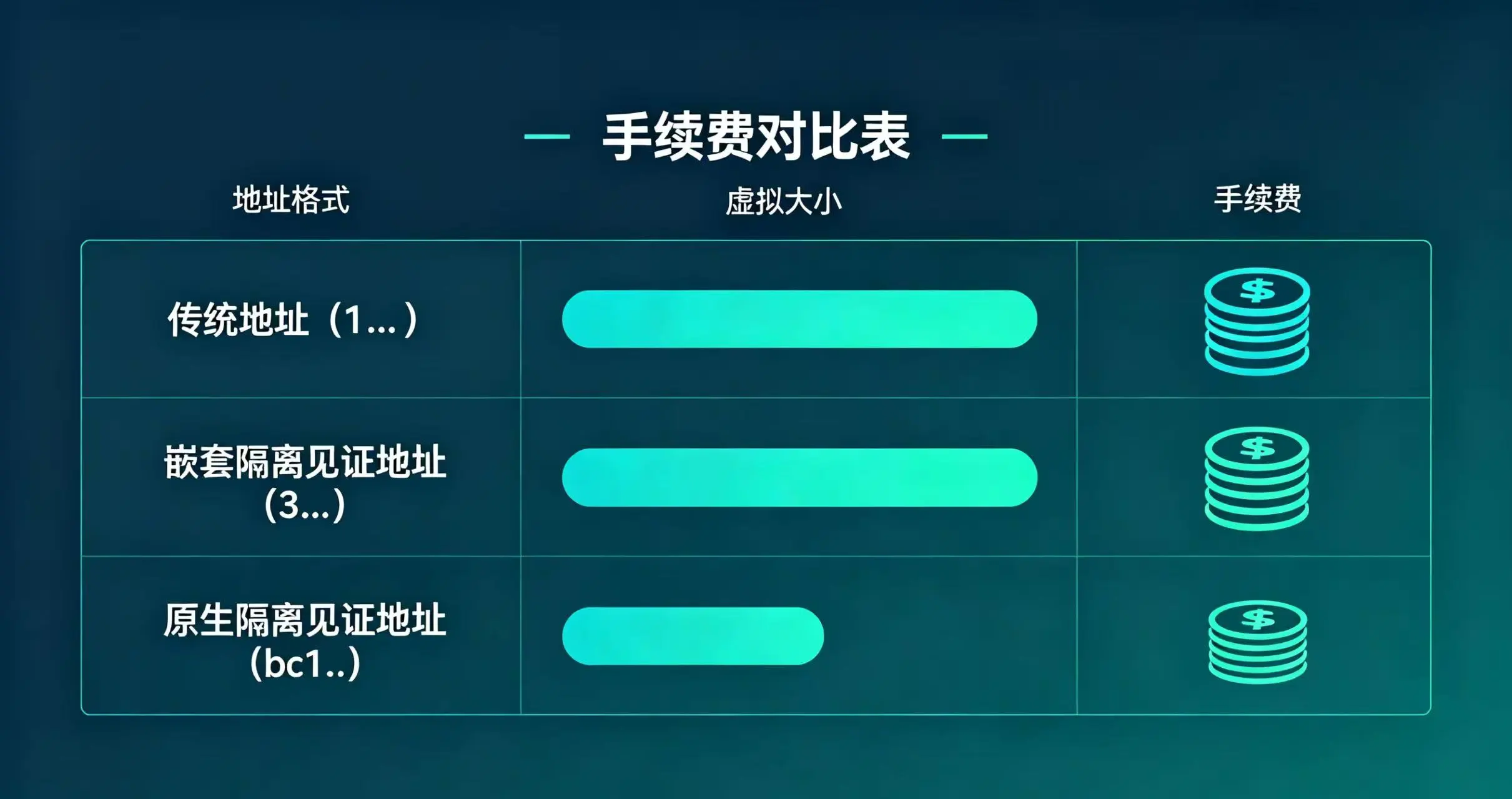 不同地址格式手续费对比图