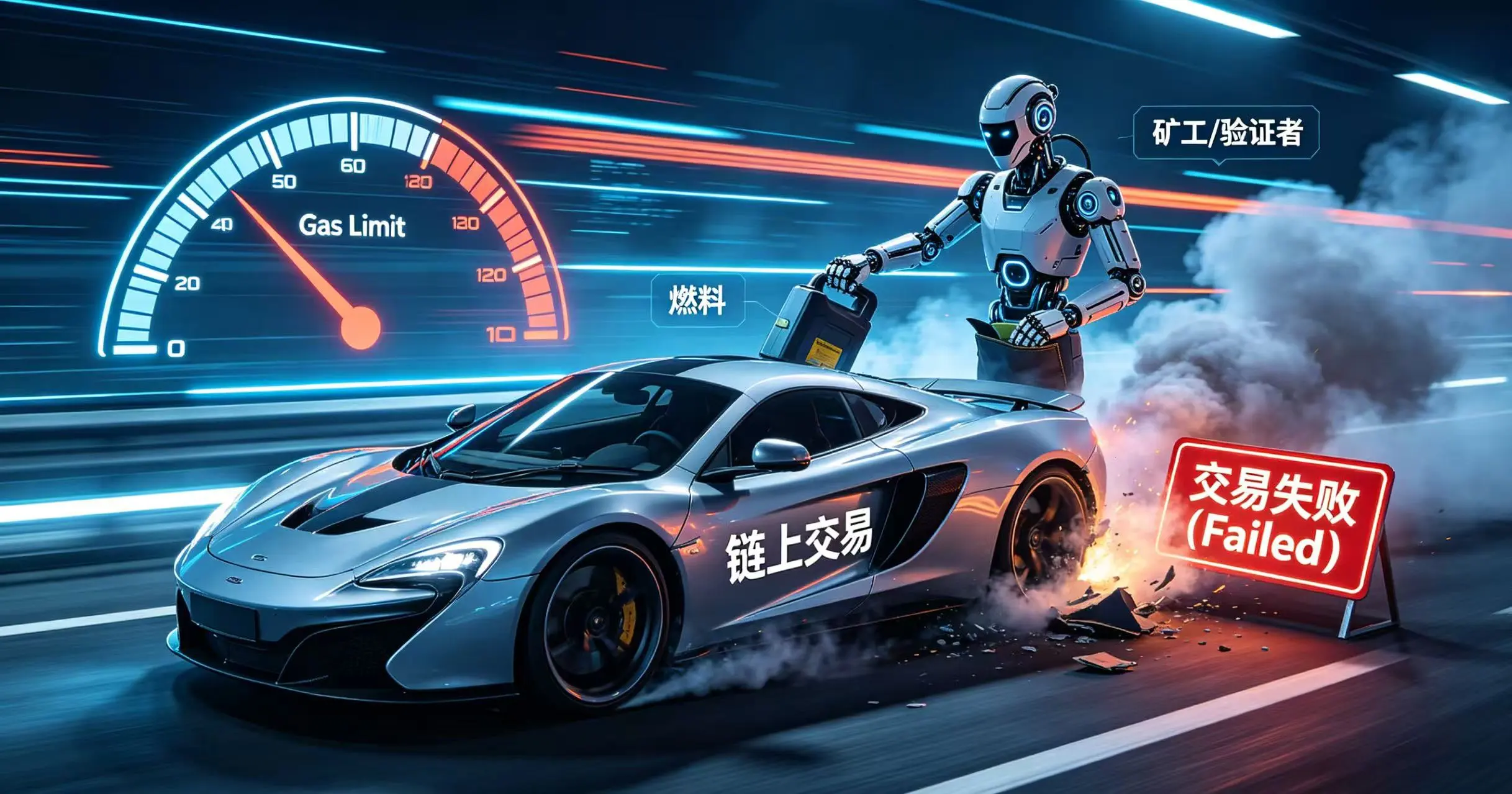 因 “燃料不足”（Gas Limit 设置过低）导致交易失败，但费用仍被扣除的场景。