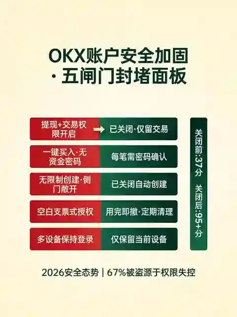 交易所账户安全加固清单：2026年关闭这5项权限，资产被盗概率趋近于零