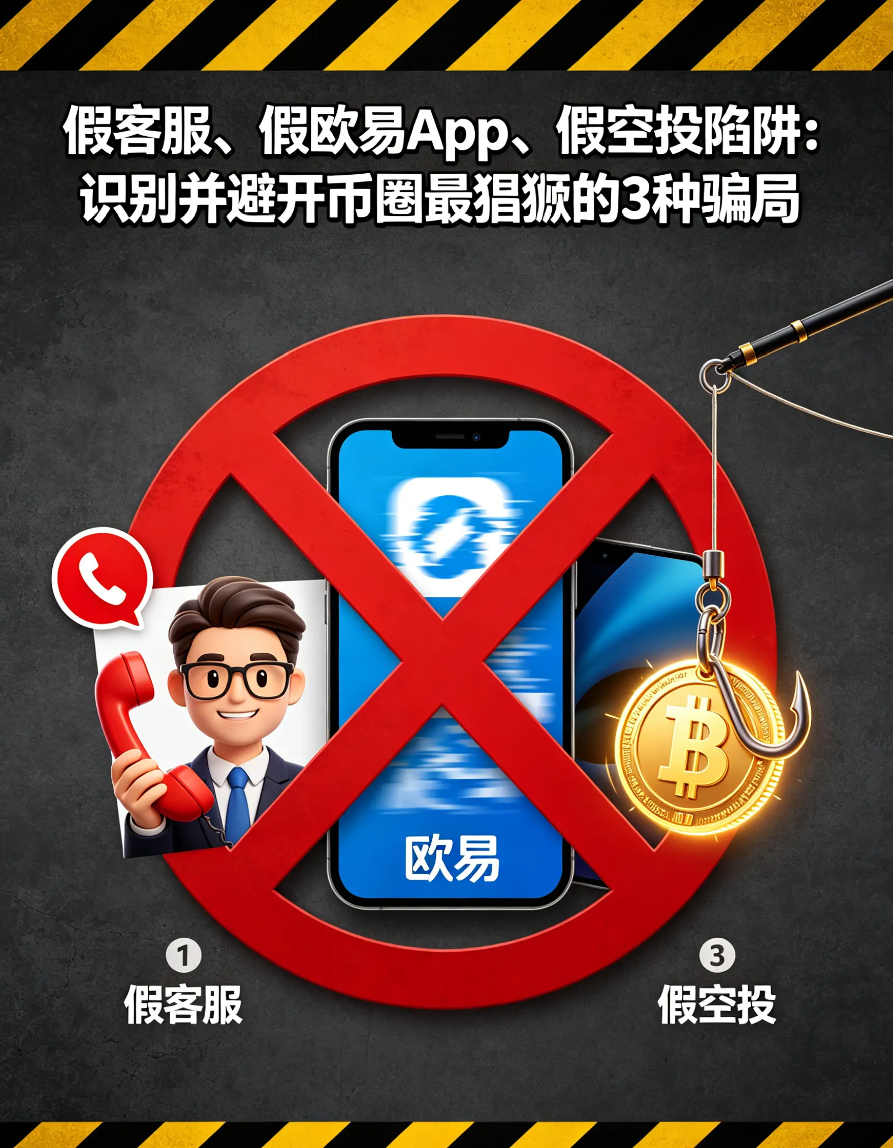 假客服、假欧易App、假空投陷阱：识别并避开币圈最猖獗的3种骗局，守住本金