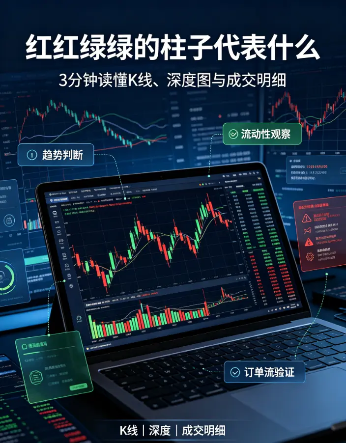 红红绿绿的柱子代表什么？3分钟读懂交易所K线图、深度图与成交明细